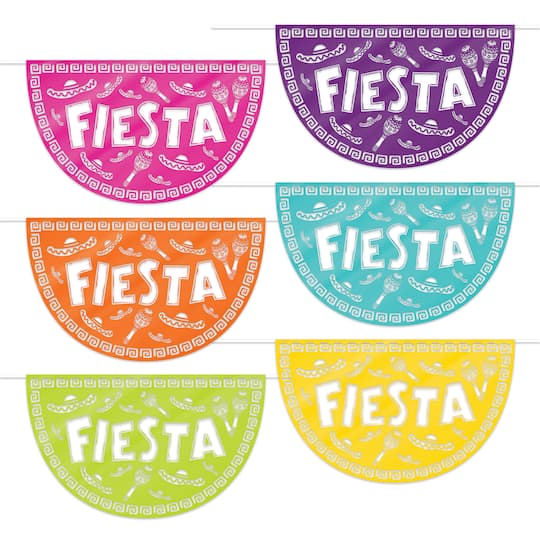 Beistle 30" x 18" Fiesta Assorted Picado-Style Plastic Bunting Set | Michaels®